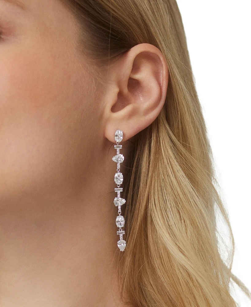 Eliot Danori Silver-Tone Mixed Cubic Zirconia Long Linear Earrings
