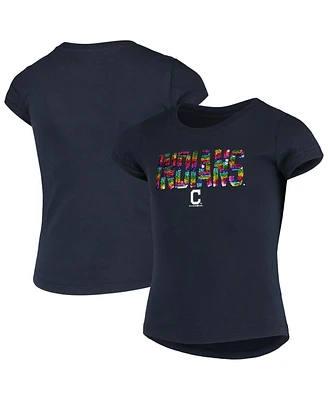 New Era Big Girls Navy Cleveland Indians Flip Sequin T-Shirt