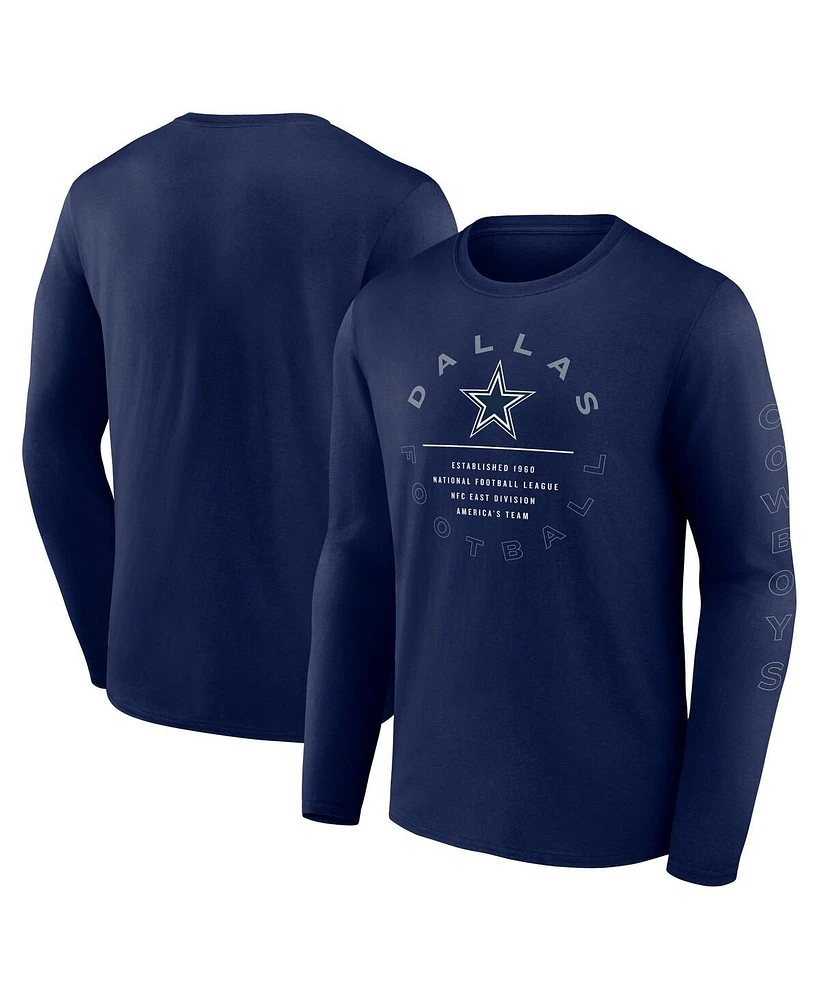 Fanatics Men's Navy Dallas Cowboys Stat Sheet Long Sleeve T-Shirt