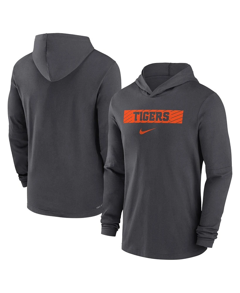 Nike Men's Anthracite Clemson Tigers Sideline Hoodie Performance Long Sleeve T-Shirt