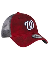 New Era Men's Red Washington Nationals Team Slick Trucker 9TWENTY Adjustable Hat