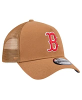 New Era Men's Brown Boston Red Sox A-Frame Trucker 9FORTY Adjustable Hat