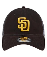 New Era Men's Brown San Diego Padres Team Slick Trucker 9TWENTY Adjustable Hat