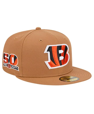 New Era Men's Tan Cincinnati Bengals Color Pack 59FIFTY Fitted Hat with Side Patch