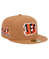 New Era Men's Tan Cincinnati Bengals Color Pack 59FIFTY Fitted Hat with Side Patch