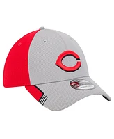 New Era Men's Gray/Red Cincinnati Reds Visor Trim 39THIRTY Flex Hat