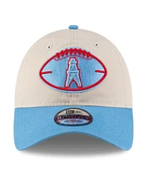 New Era Men's Stone/Light Blue Houston Oilers 2024 Sideline Historic 9TWENTY Adjustable Hat