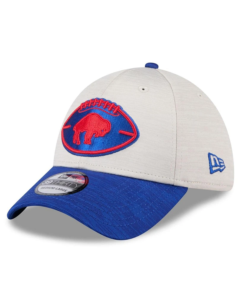 New Era Men's Stone/Royal Buffalo Bills 2024 Sideline Historic 39THIRTY Flex Hat