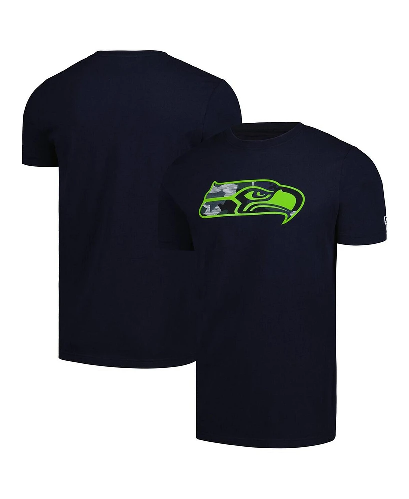 New Era Men's College Navy Seattle Seahawks Camo Logo T-Shirt