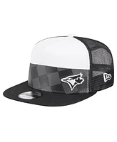 New Era Men's Black Toronto Blue Jays Checkmate Trucker 9FIFTY Snapback Hat