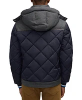 Scotch & Soda Men's Oren Hybrid Denim Puffer Jacket with Removable Hood