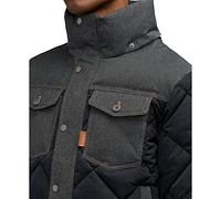 Scotch & Soda Men's Oren Hybrid Denim Puffer Jacket with Removable Hood