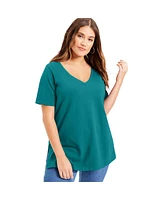 June + Vie Women's Short-Sleeve V-Neck One Only Tunic