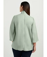 June + Vie Women's Mock Tie Neck Blouse