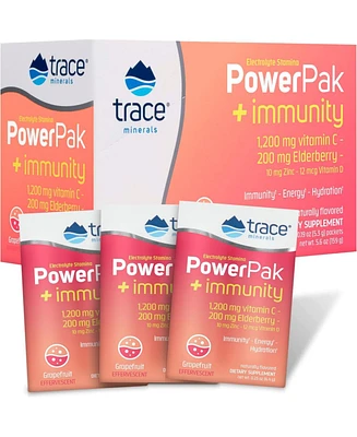 Trace Minerals Power Pak Electrolyte + Immunity Boost Drink Packets | 1200 mg Vitamin C, Elderberry, Zinc, D3, B6, B12 | Immunity, Hydration