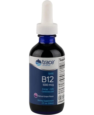 Trace Minerals Liquid Ionic Vitamin B12 1000 mcg | Dietary Supplement Powerd by Concentrace Full Spectrum Ionic Minerals | 2 fl oz, 59 Servings