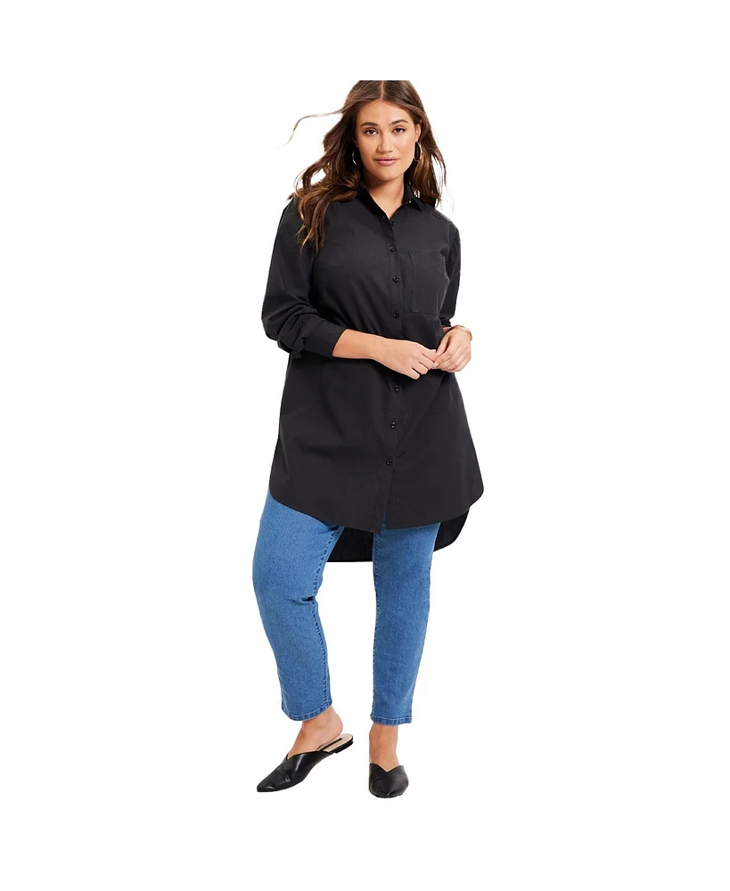 June + Vie Women's Poplin La Max Tunic