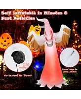 Costway 6ft Halloween Inflatable Ghost Quick Blow up Halloween Decor w/ Red Led Lights