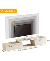 Tribesigns Extendable Tv Stand for TVs Up to 100", Modern Entertainment Center with 3 Drawers Storage, Faux Marble Media Console for Living Room, Bedr