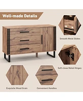 Sugift Sideboard Buffet Cabinet Credenza Storage Cabinet with 3 Drawers