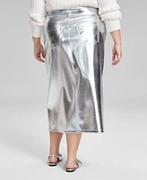 And Now This Trendy Plus Metallic Midi Skirt, Created for Macy's