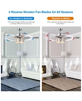 Skonyon 52 Inch Ceiling Fan with Light Reversible Blade and Adjustable Speed-Silver