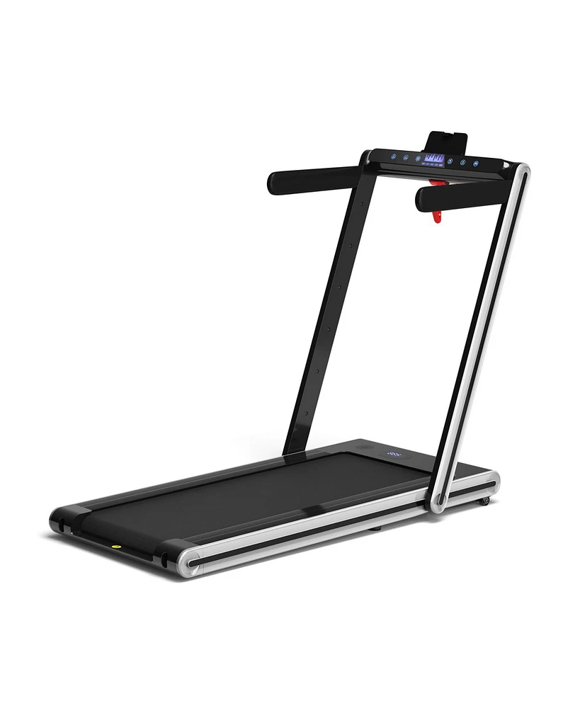 Skonyon 2-in-1 Folding Treadmill with Dual Led Display-Silver