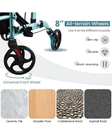 Sugift Folding Rollator Walker with Seat and Wheels Supports up to 300 lbs-Navy