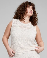 And Now This Trendy Plus Crochet Sleeveless Top, Created for Macy's