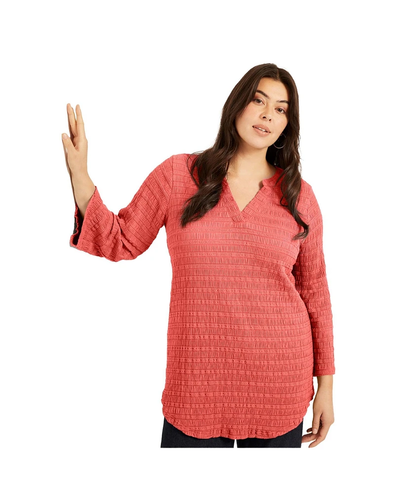 June + Vie Plus Size June + Vie Textured Boho Blouse