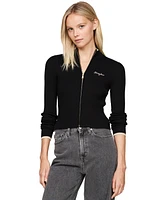 Tommy Jeans Women's Metallic Tipped Zip-Front Sweater