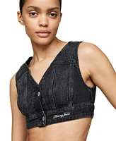 Tommy Jeans Women's Rhinestone Cropped Denim Vest