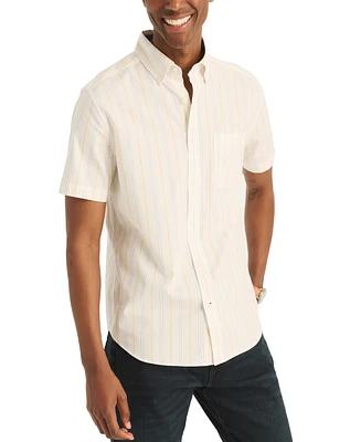 Nautica Men's Short Sleeve Button Front Striped Shirt