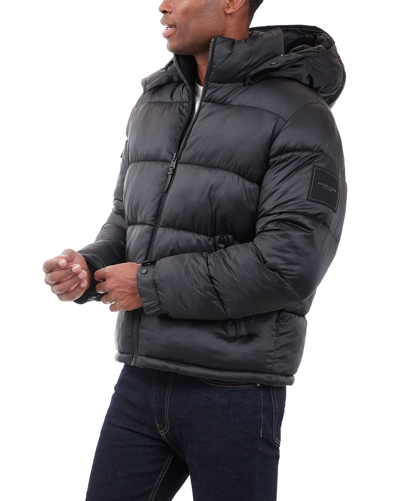 Michael Kors Men's Heavyweight Metallic Finish Hooded Puffer Jacket