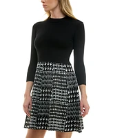 Bcx Juniors' Combo Houndstooth-Skirt Sweater Dress