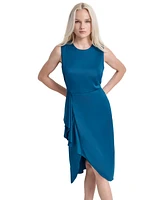 Dkny Women's Side-Ruffle Jewel-Neck Midi Dress