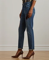 Lauren Ralph Women's Patchwork Boyfriend Tapered Ankle Jeans, Regular & Petite