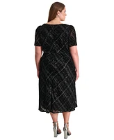 Dkny Plus Textured Sweetheart-Neck Midi Dress