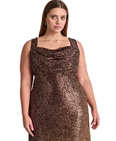 Dkny Plus Sequin Cowlneck Sleeveless Midi Dress