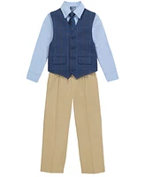 Nautica Toddler and Little Boys Windowpane Duo Vest, 4-Piece Set