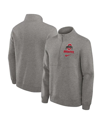 Nike Men's Heather Gray Ohio State Buckeyes Primetime Club Half-Zip Sweatshirt