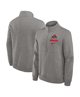 Nike Men's Heather Gray Ohio State Buckeyes Primetime Club Half-Zip Sweatshirt