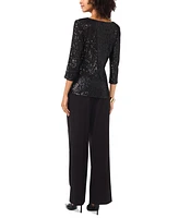 Vince Camuto Women's Sequined Cowlneck 3/4-Sleeve Top