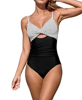 Cupshe Women's Stripe Twist Cutout One-piece Swimsuit