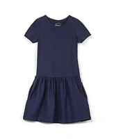 Mightly Girls Fair Trade Organic Cotton Short Sleeve Drop Waist Dress, - Xx-Large (14), Navy