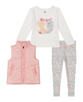 Kids Headquarters Toddler Girl Foil Print Vest & Leggings, 3 Piece Set