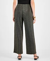 Jm Collection Women's Metallic-Stripe Wide-Leg Pants, Created for Macy's