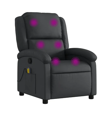 vidaXL Massage Recliner Chair Gray Real Leather