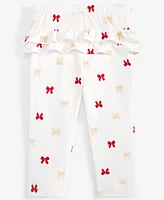 First Impressions Baby Girls Bows-Print Ruffled-Back Pants, Created for Macy's