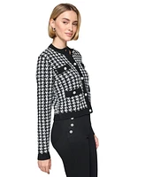 Karl Lagerfeld Paris Petite Houndstooth Cardigan Sweater